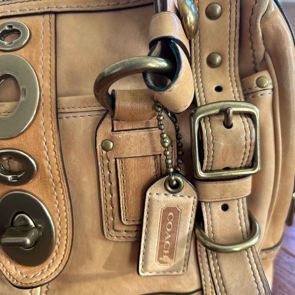 Coach Legacy Lily 65th Anniversary Camel Satchel with Brass Accents - Picture 4 of 11